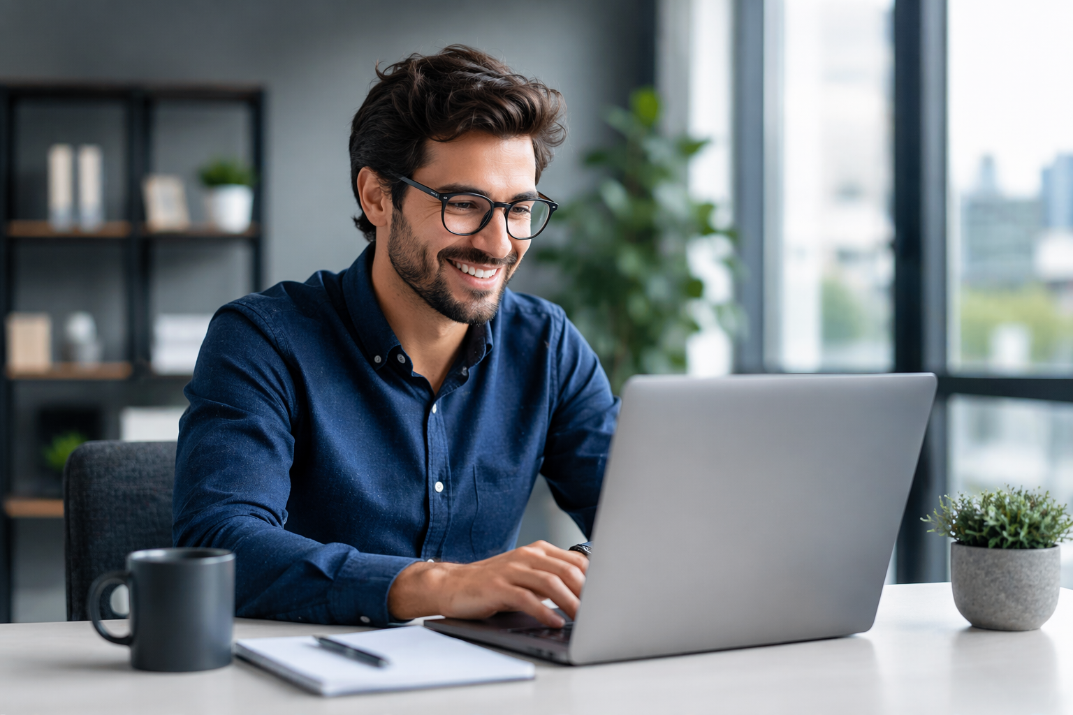 Professional working on a computer